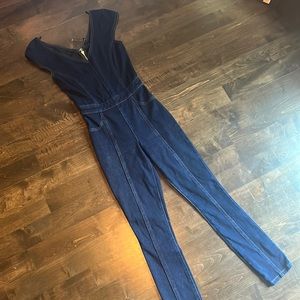 GUESS Vivian Off the Shoulder Denim Jumpsuit XS